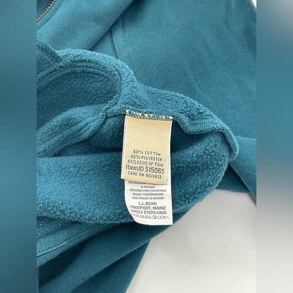 L.L.Bean Women’s Teal Quarter-Zip Hoodie Cozy Pullover Sweatshirt SZ M - Picture 4 of 6